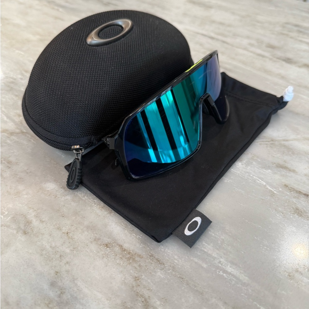 Oakley Sutro Lite Black Sunglasses with Blue-Green Lenses - Picture 2 of 7